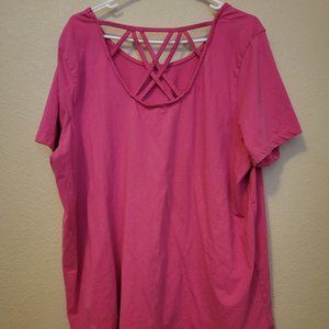 Roaman's 2X Pink Short Sleeved Top